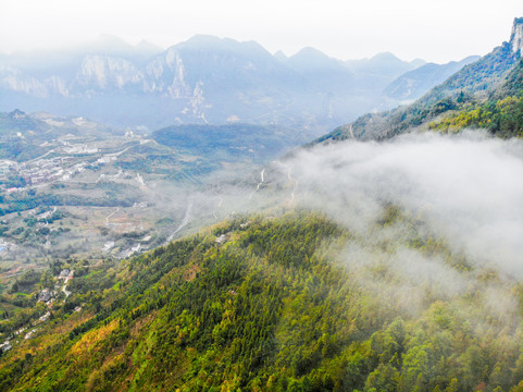 航拍湖北恩施大峡谷云龙地缝