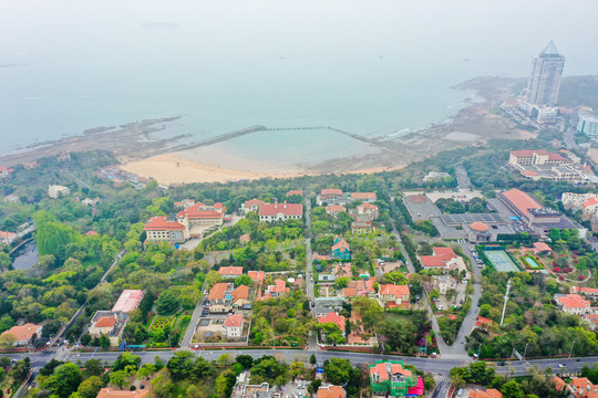 航拍山东青岛八大关景区