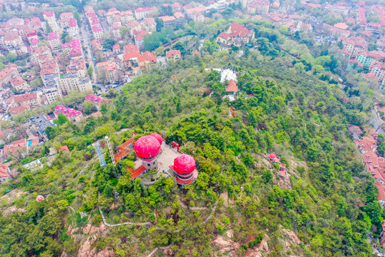 航拍山东青岛信号山公园