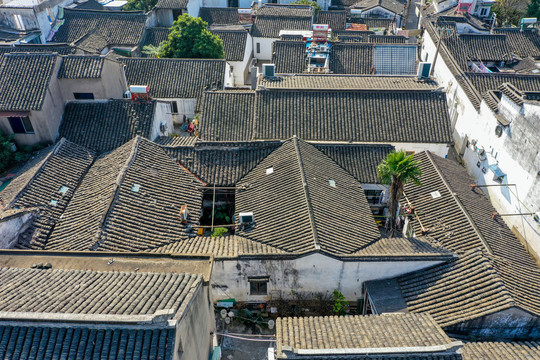 航拍苏州平江历史街区平江路