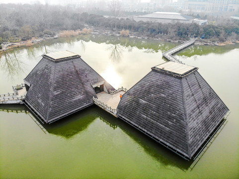 航拍徐州水下兵马俑博物馆外景