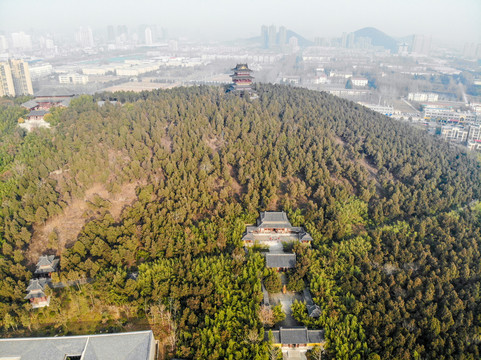 航拍徐州汉文化景区竹林寺