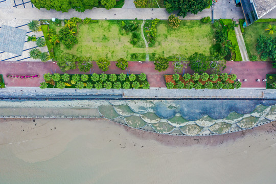 航拍福建厦门海湾公园