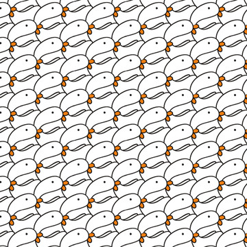 卡通鹅鸭平铺四方连续面料图