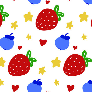 草莓平铺四方连续布匹面料图案