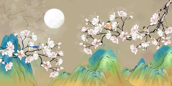 唯美古風(fēng)玉蘭花插畫(huà)