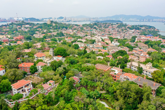 航拍福建厦门鼓浪屿风景名胜区