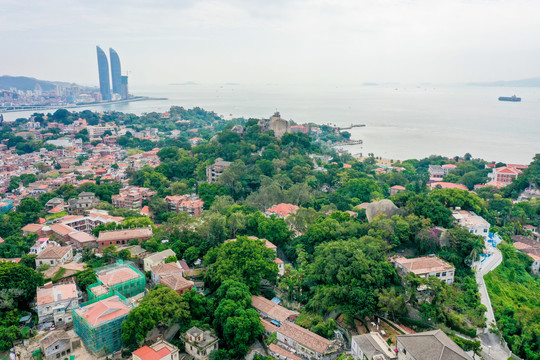 航拍福建厦门鼓浪屿风景名胜区