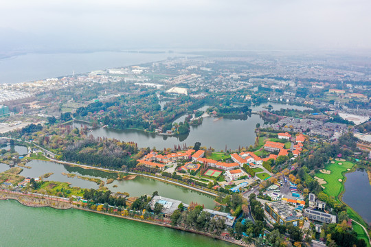 航拍昆明云南民族村