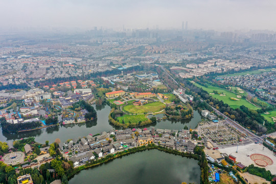 航拍昆明云南民族村