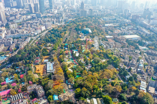 航拍云南昆明圆通山昆明动物园