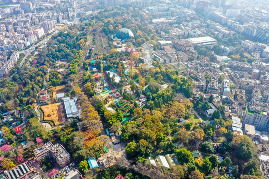 航拍云南昆明圆通山昆明动物园