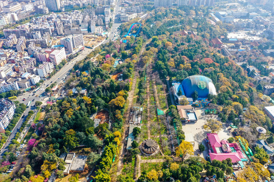 航拍云南昆明圆通山昆明动物园