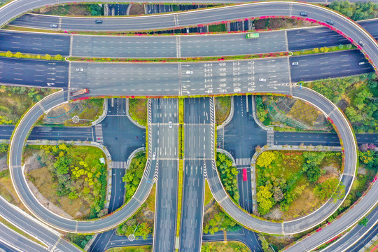 航拍广西南宁玉象立交桥道路