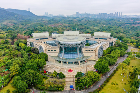 航拍广西民族博物馆广西民族村