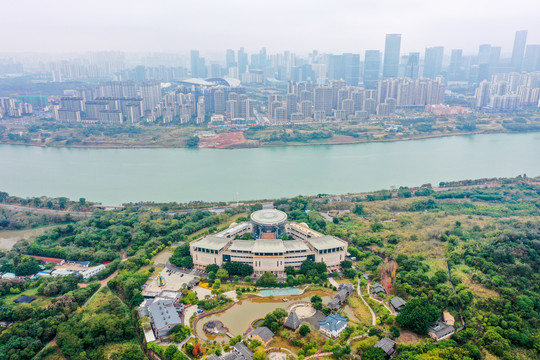 航拍广西民族博物馆广西民族村