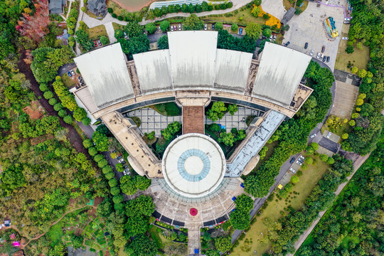 航拍广西民族博物馆广西民族村