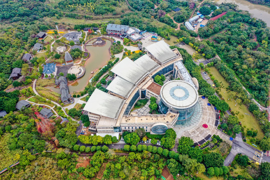 航拍广西民族博物馆广西民族村