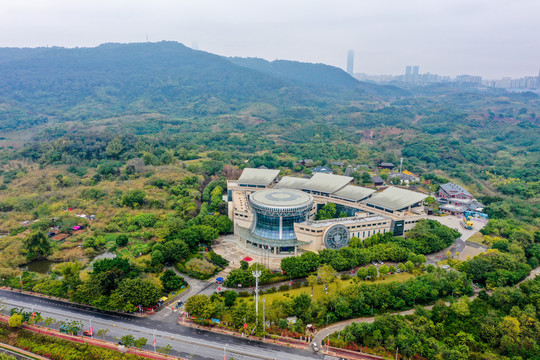 航拍广西民族博物馆广西民族村