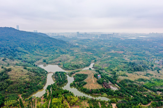 航拍广西南宁青秀山风景区