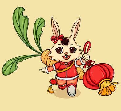 兔年卡通燈籠兔子