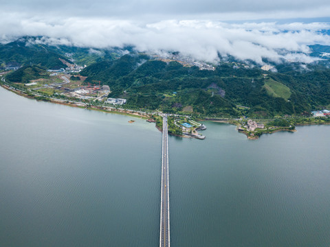 航拍千岛湖大桥全景