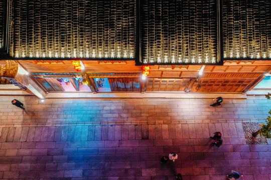 航拍福州三坊七巷历史街区夜景