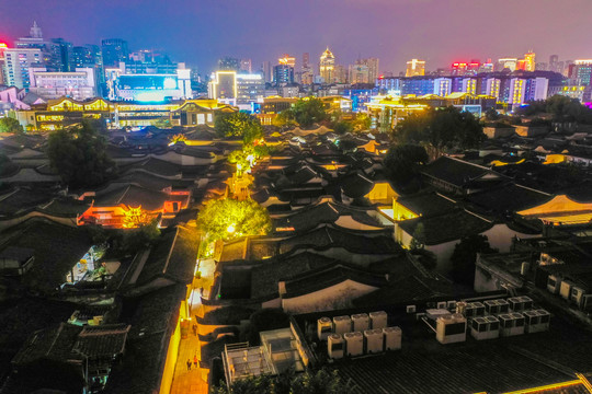 航拍福州三坊七巷歷史街區(qū)夜景