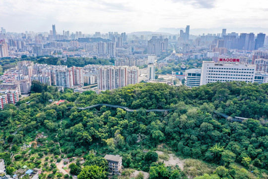 航拍福建福州城市森林步道福道