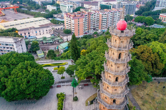 航拍福建福州罗星塔公园