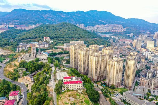 航拍福建福州马尾区街景