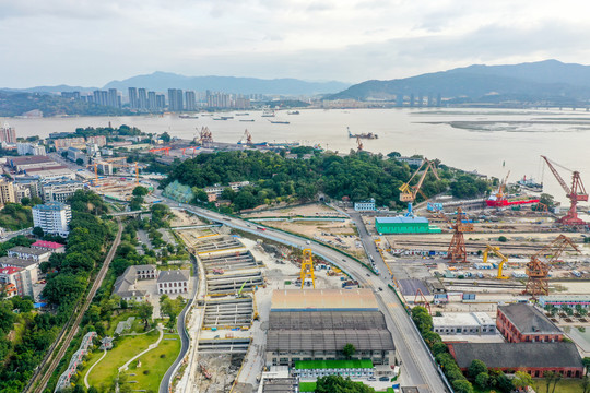 航拍福建福州马尾造船厂