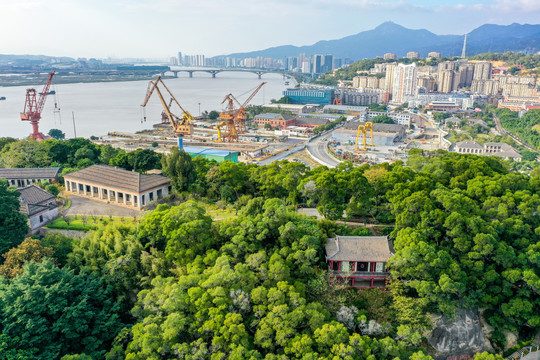 航拍福建福州马尾区马限山公园