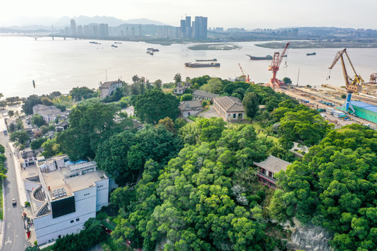 航拍福建福州马尾区马限山公园