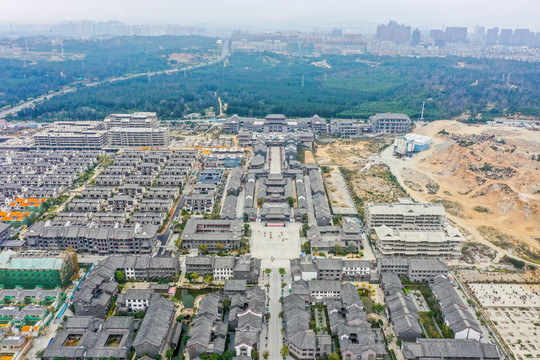 航拍福建福州平潭海坛古城