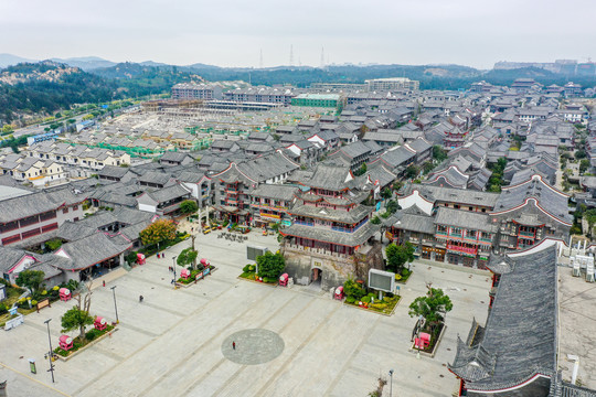 航拍福建福州平潭海坛古城