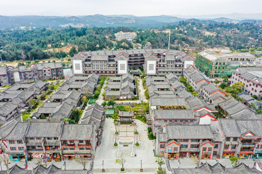 航拍福建福州平潭海坛古城