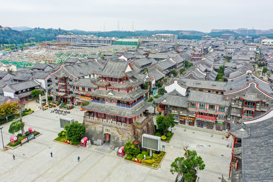 航拍福建福州平潭海坛古城