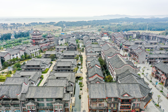 航拍福建福州平潭海坛古城