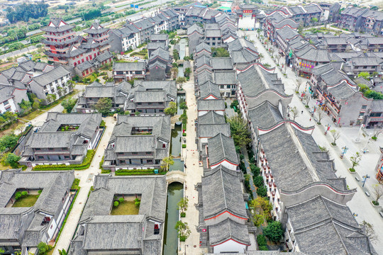 航拍福建福州平潭海坛古城