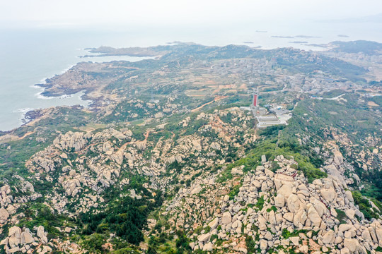 航拍福建福州平潭将军山老虎山