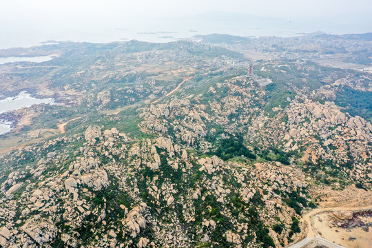 航拍福建福州平潭将军山老虎山