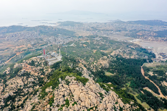 航拍福建福州平潭将军山老虎山