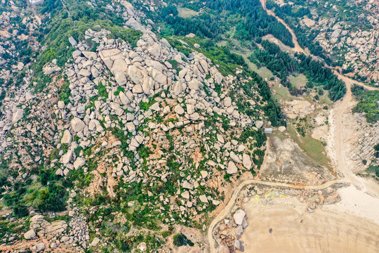 航拍福建福州平潭将军山老虎山