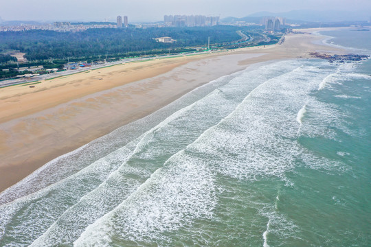 航拍福州平潭龙凤头海滨浴场