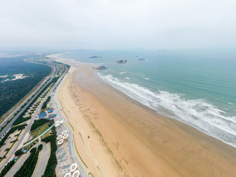 航拍福州平潭龙凤头海滨浴场