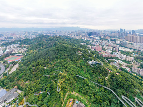 航拍福州城市森林步道福州福道