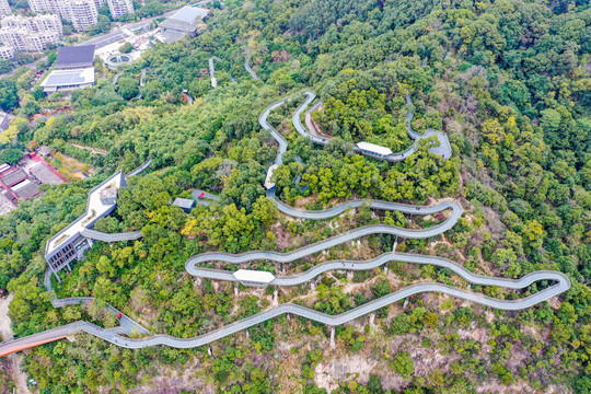 航拍福州城市森林步道福州福道