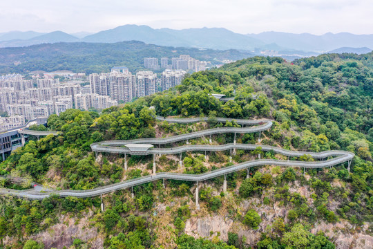 航拍福州城市森林步道福州福道