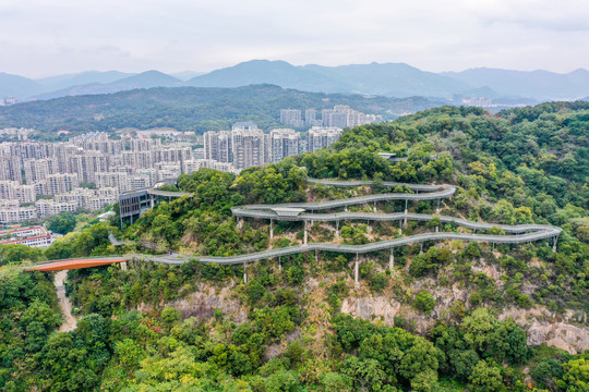 航拍福州城市森林步道福州福道